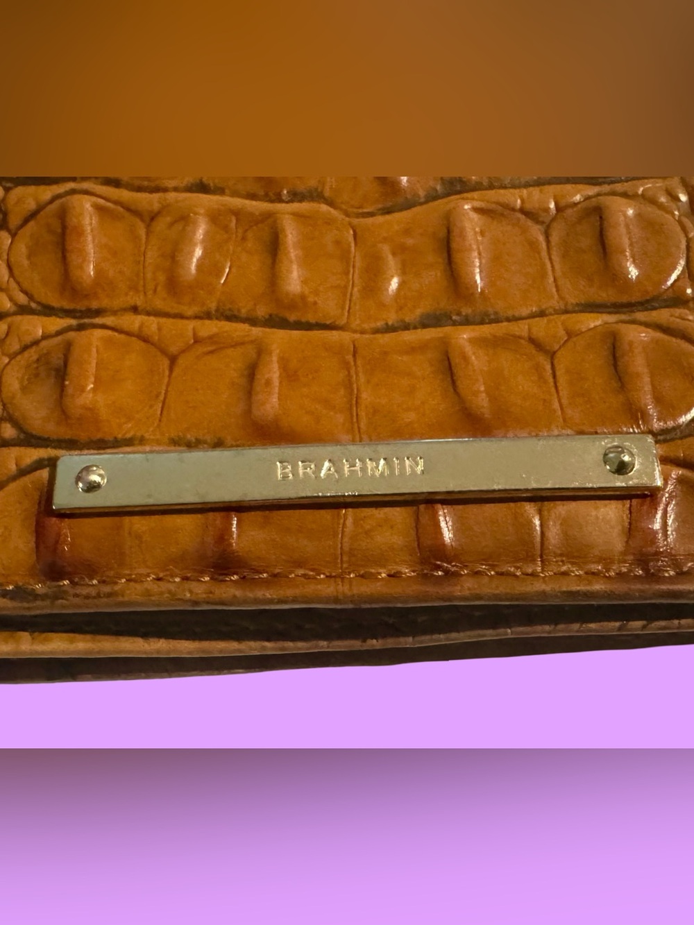 Brahmin Croc-Embossed Leather Wallet Brown - Picture 5 of 6